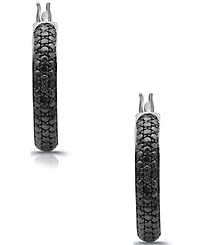 Black Diamond Hoop Earrings (1/6 ct. t.w.) in Sterling Silver