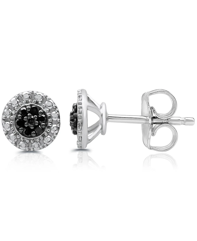 Black Diamond Cluster Stud Earrings (1/6 ct. t.w.) in Sterling Silver