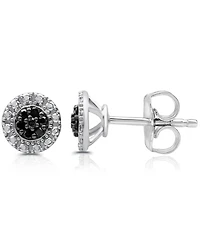 Black Diamond Cluster Stud Earrings (1/6 ct. t.w.) in Sterling Silver