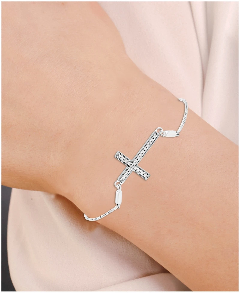 Diamond Cross Bolo Bracelet (1/6 ct. t.w.) in Sterling Silver