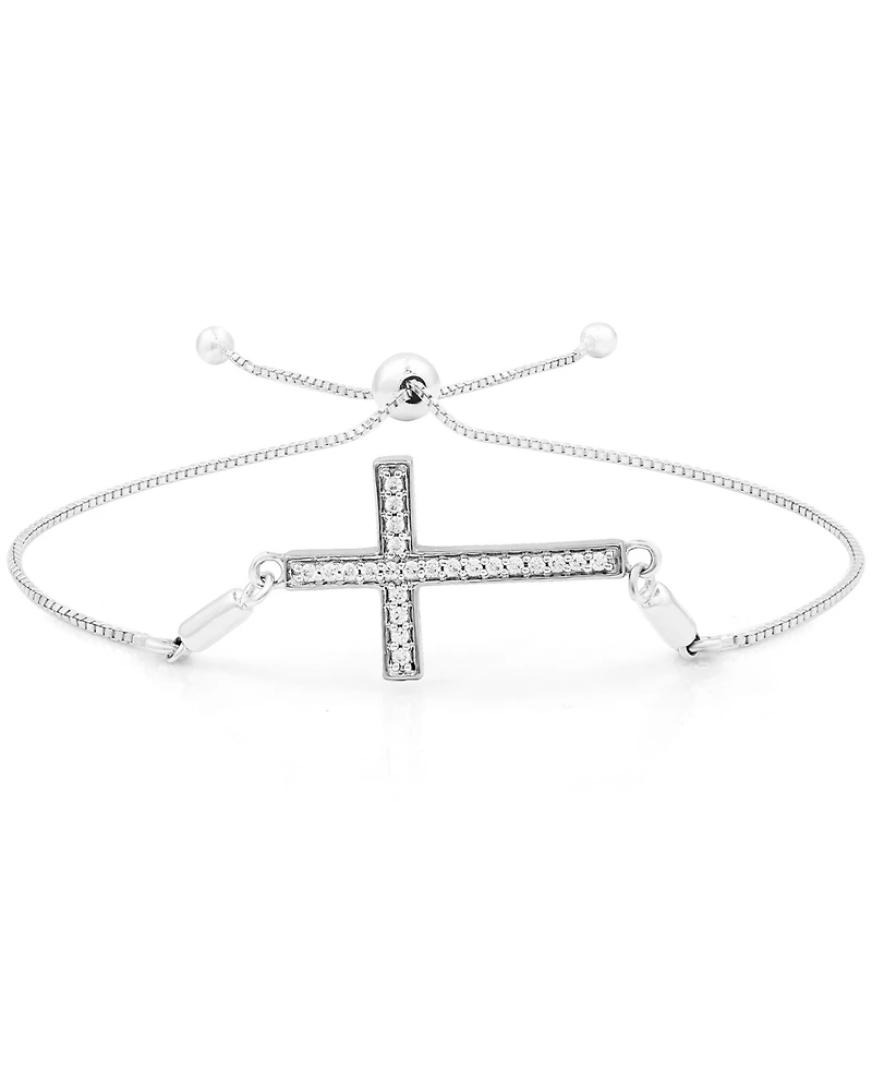 Diamond Cross Bolo Bracelet (1/6 ct. t.w.) in Sterling Silver