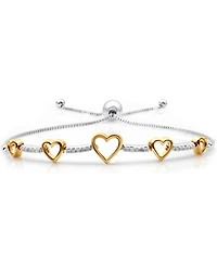 Diamond Graduated Heart Bolo Bracelet (1/6 ct. t.w.) in Sterling Silver & 14k Gold-Plate
