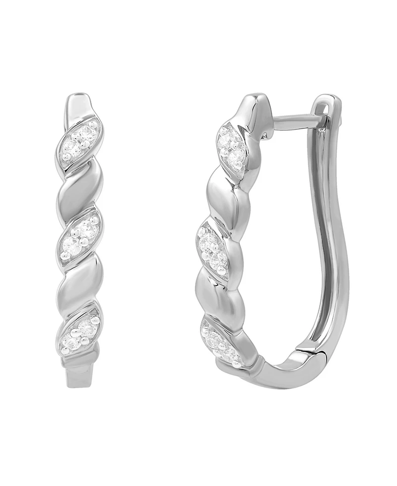 Diamond Swirl Hoop Earrings (1/10 ct. t.w.) in Sterling Silver