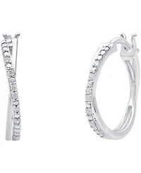 Diamond Crossover Hoop Earrings (1/10 ct. t.w.) in Sterling Silver