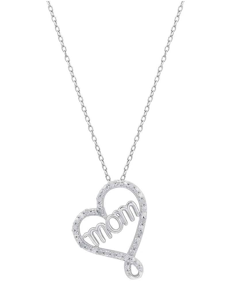 Diamond Mom 18" Pendant Necklace (1/10 ct. t.w.) in Sterling Silver