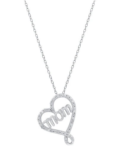 Diamond Mom 18" Pendant Necklace (1/10 ct. t.w.) in Sterling Silver
