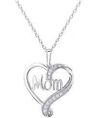 Diamond Mom Heart 18" Pendant Necklace (1/10 ct. t.w.) in Sterling Silver