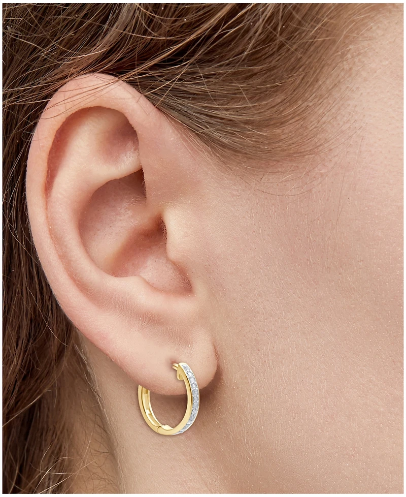 2-Pc. Set Diamond Hoop Earrings (1/6 ct. t.w.) in Sterling Silver & 14k Gold-Plated Sterling Silver