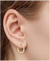 2-Pc. Set Diamond Hoop Earrings (1/6 ct. t.w.) in Sterling Silver & 14k Gold-Plated Sterling Silver