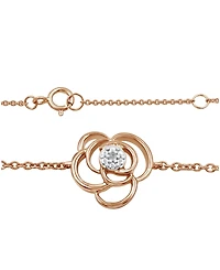 Diamond Accent Flower Anklet In 14K Rose Gold-Plated Sterling Silver , 9" + 1" extender