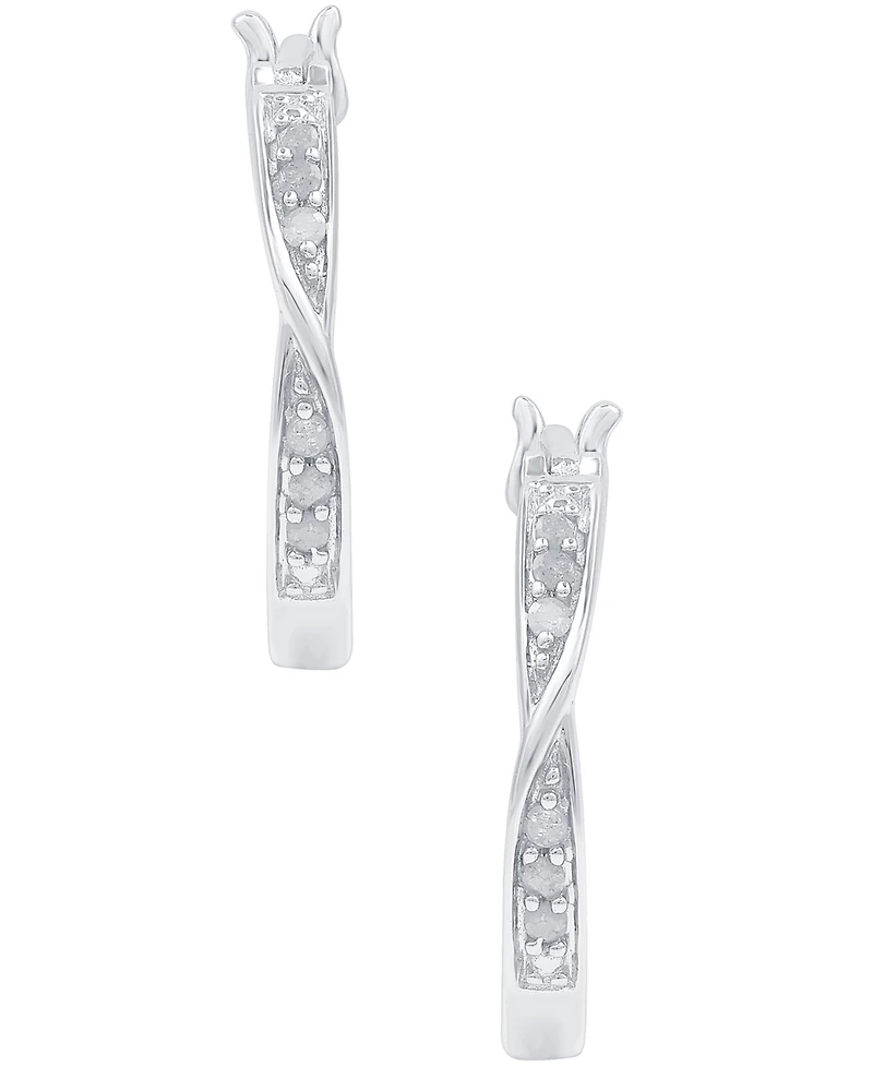 Diamond (1/10 ct. t.w.) Bypass Hoop Earrings in Sterling Silver