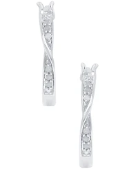 Diamond (1/10 ct. t.w.) Bypass Hoop Earrings in Sterling Silver