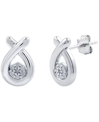 Diamond Cluster Stud Earrings (1/10 ct. t.w.) in Sterling Silver