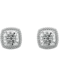 Diamond Cluster Miracle Plate Stud Earrings (1/10 ct. t.w.) in Sterling Silver