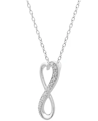 Diamond Infinity Heart 18" Pendant Necklace in Sterling Silver (1/10 ct. t.w.)
