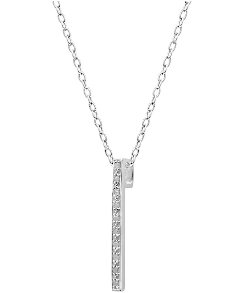Diamond Bar Pendant Necklace (1/10 ct. t.w.) in Sterling Silver