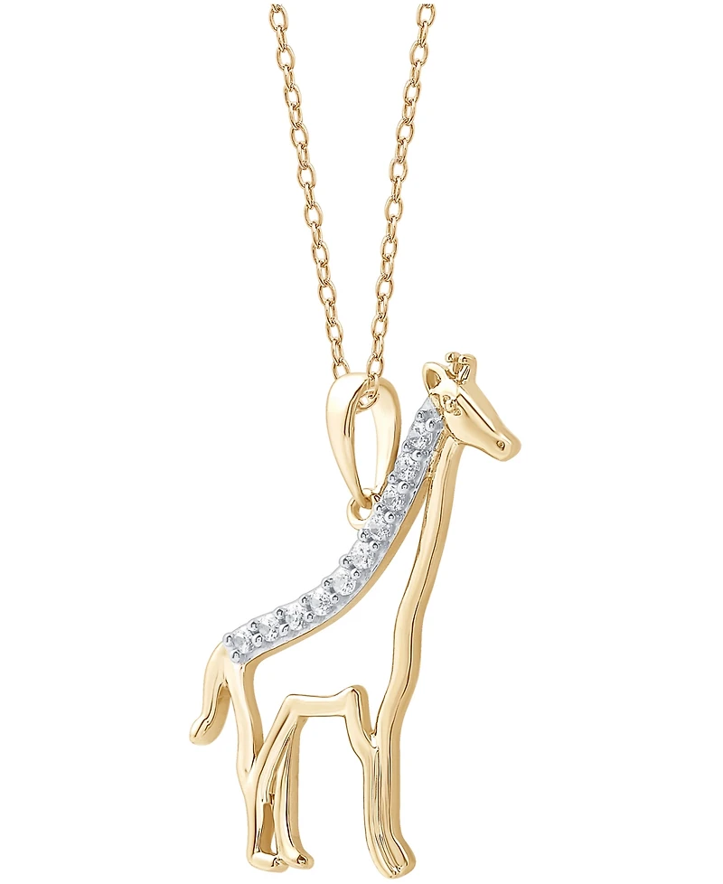 Diamond Giraffe Pendant Necklace in 18k Gold over Sterling Silver (1/10 ct. t.w.)
