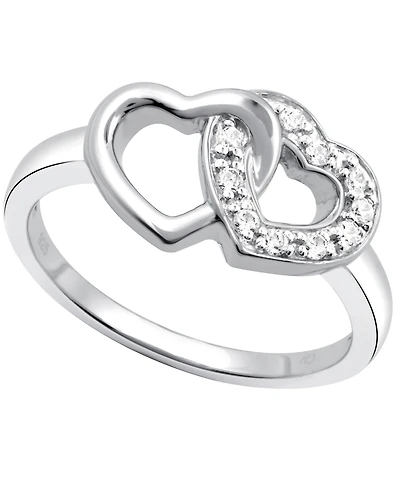 Diamond Double Heart Ring Sterling Silver (1/10 ct. t.w.)
