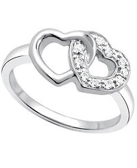Diamond Double Heart Ring Sterling Silver (1/10 ct. t.w.)