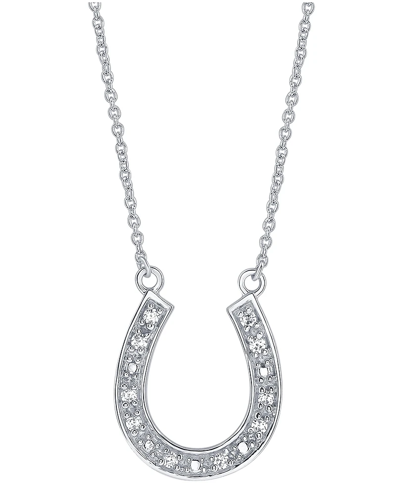 Diamond Horseshoe Pendant Necklace in Sterling Silver (1/10 ct. t.w.)
