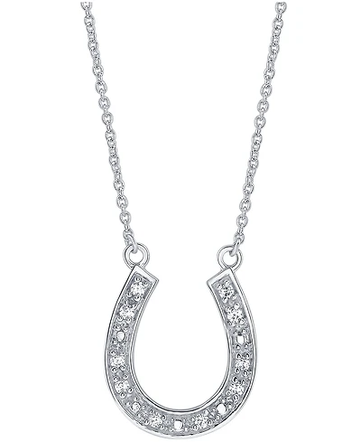 Diamond Horseshoe Pendant Necklace in Sterling Silver (1/10 ct. t.w.)