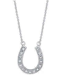Diamond Horseshoe Pendant Necklace in Sterling Silver (1/10 ct. t.w.)