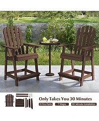 Costway 4 Pcs Tall Bar Stool Hdpe Patio Chair with Armrest Footrest Home Indoor Outdoor
