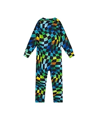 Deux par Baby Boys One Piece Thermal Underwear Blue Checkered Print