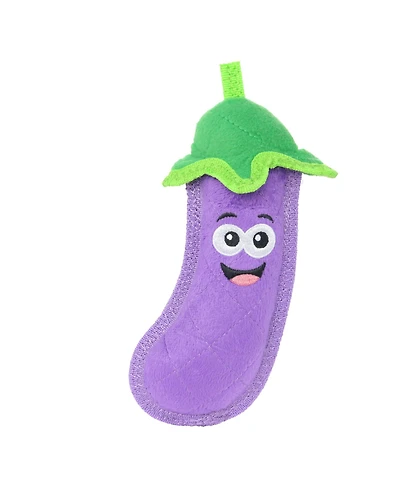 Tuffy Funny Food Eggplant, Durable Plush Squeaky Dog Toy
