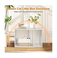 Ruie Hidden Cat Litter Box Cabinet End Table with Removable Divider Panel