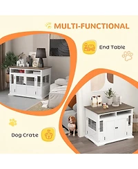Ruie Dog Crate Furniture End Table with Storage and Double Doors