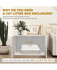 Ruie Cat Litter Box Furniture Enclosure with Barn Door and Tabletop