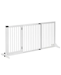 Ruie Adjustable Freestanding Wooden Pet Gate with Lockable 3-Panel Door