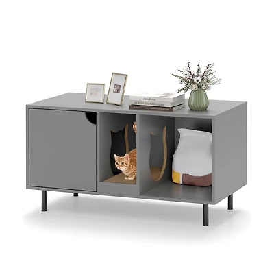 Ruie Cat Litter Box Enclosure Hidden Washroom with Detachable Scratching Board