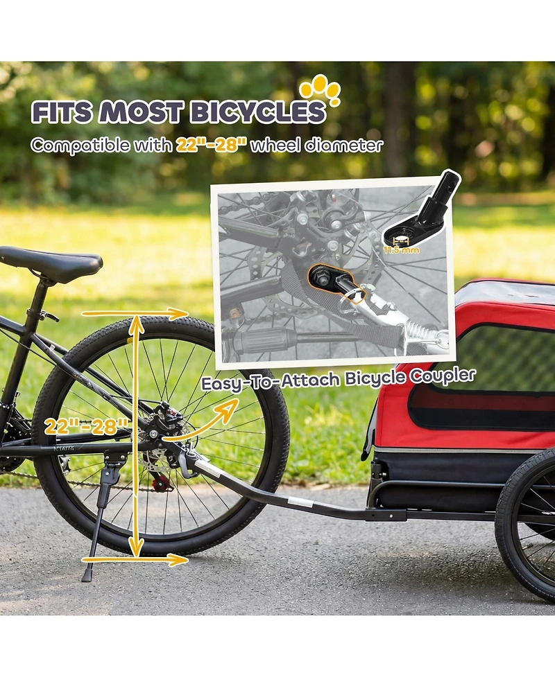 Ruie Dog Bike Trailer for Small and Medium Dogs with Flip-Down Ramp Tailgate