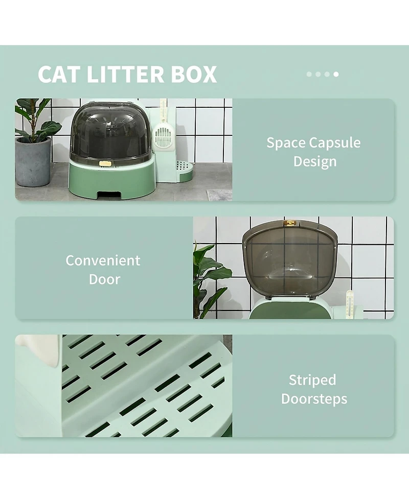 Ruie Easy Clean Open Top Cat Litter Box with Litter Tray and Scoop
