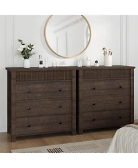3-Drawer Fluted Nightstand Dresser, Wooden Storage Chest with Anti-Tip Kit for Bedroom, Living Room & Hallway
