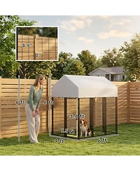 Ruie Outdoor Dog Kennel Welded Wire Dog Playpen with Roof Cover