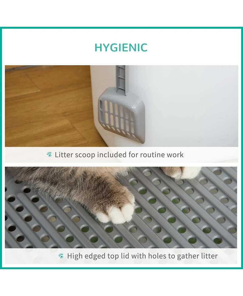 Ruie Covered Cat Litter Box with Front Entrance Top Exit and Scoop