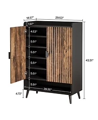 Tribesigns 6-Tier Shoe Storage Cabinet with Adjustable Shelves, Doors, Wooden Shoes Rack