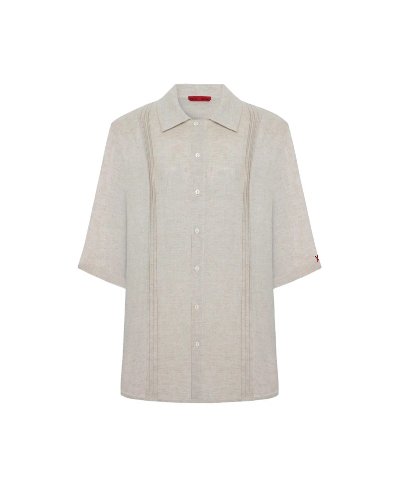 Pcfg Men's Daydreamers Short Sleeve Linen Shirt With Stitch Detail