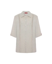 Pcfg Men's Daydreamers Short Sleeve Linen Shirt With Stitch Detail