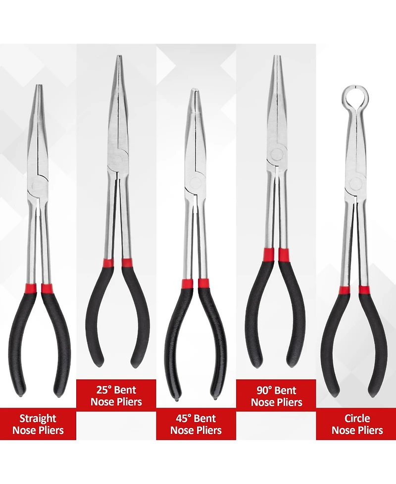Xdovet Bent Nose Pliers 11 Inches Extra Long Set Straight Circle Precision Work