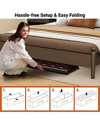 Costway 45''x15''x15'' Large Folding Storage Faux Leather Ottoman Pouffe Box Stool