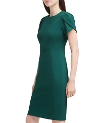 Calvin Klein Petite Tulip-Sleeve Jewel Neck Sheath Dress