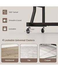 Costway 29.5'' Mobile Computer Desk Rolling Laptop Cart with Pull-out Keyboard Tray & Shelf