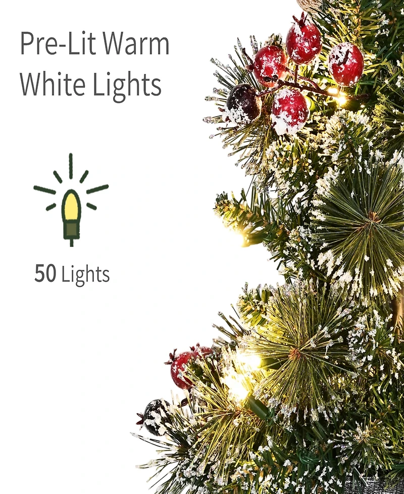 Puleo International Set of 2 Pre-Lit 4-Foot Frosted Spiral Artificial Christmas Trees