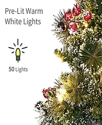 Puleo International Set of 2 Pre-Lit 4-Foot Frosted Spiral Artificial Christmas Trees