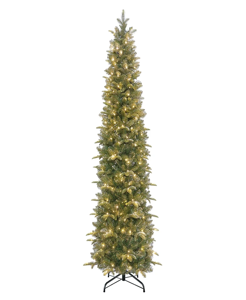 Puleo International 90" Pre-Lit Artificial Yardley Spruce Pencil Tree