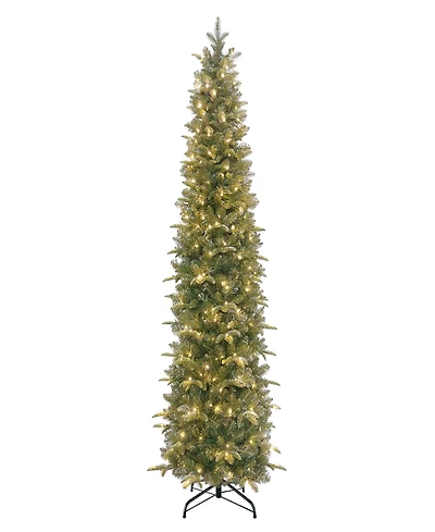 Puleo International 90" Pre-Lit Artificial Yardley Spruce Pencil Tree